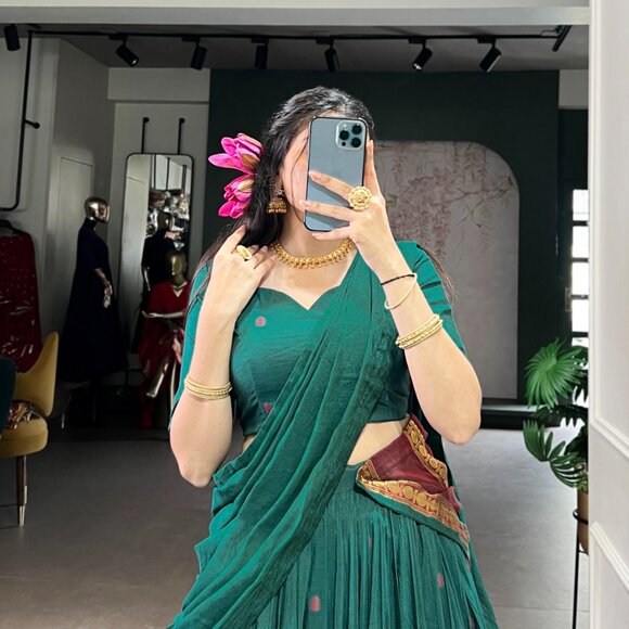 CHANDERI COTTON LEHENGA CHOLI - Picture 10 of 15